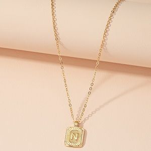Simple square letter pendant necklace N